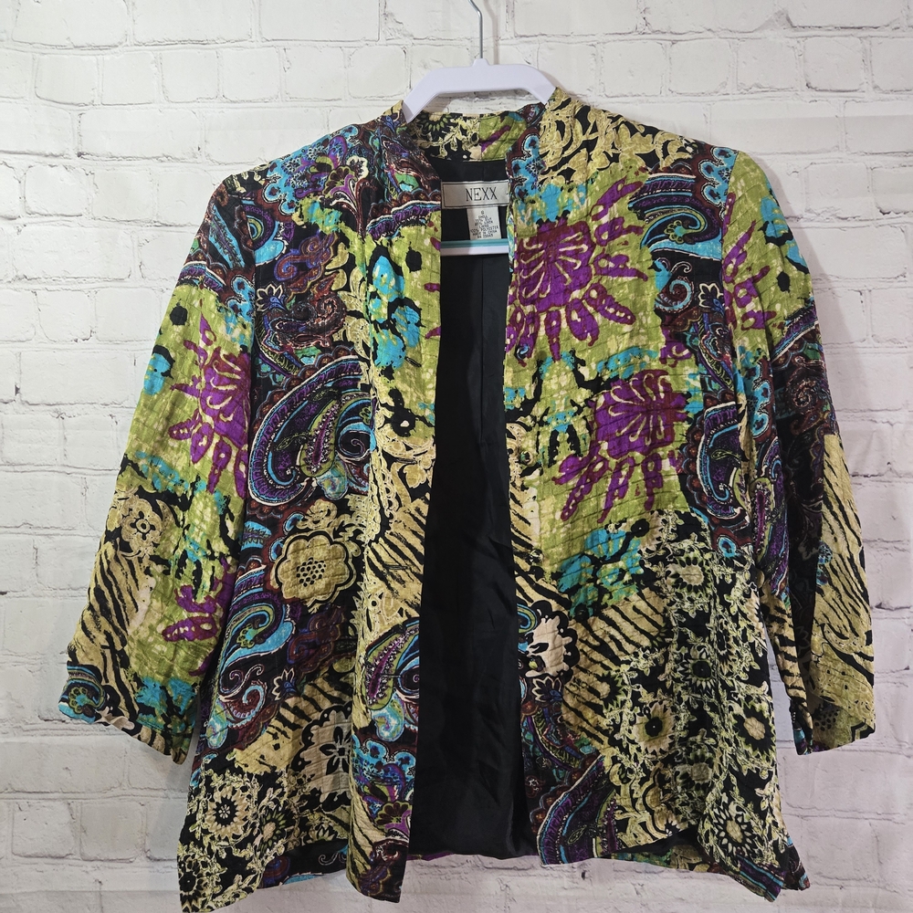 NEXX‎ Artsy Silk Linen Topper Jacket | Patchwork Paisley | Size S